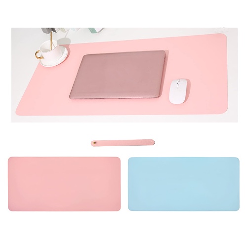 Desk Mat Large Mouse Pad 80x40cm,Office Desk Mat,Writing Pad，PU Leather Double-Sided Mousepad Desk Pad Gaming Mouse Pad for PC Laptop,Waterproof Mouse Keyboard Mat (Pink@Blue) - Pink@Blue