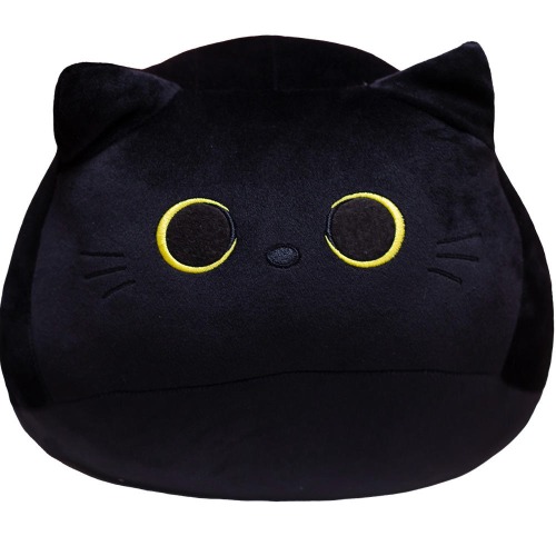 Plushy Planet Soft Cat Plush Pillow Toy - black / 40cm