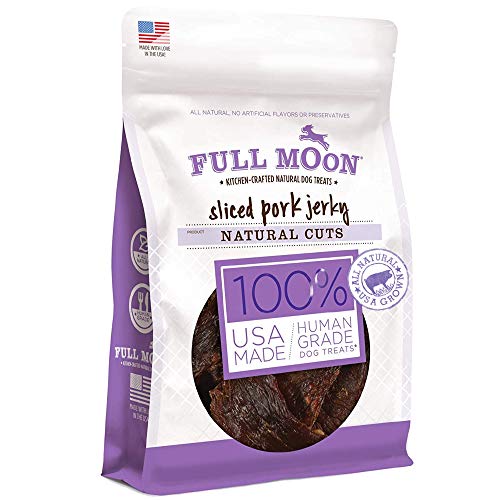 Full Moon Natural Cut Pork Jerky Healthy All Natural Dog Treats Human Grade Grain Free 10 oz - Sliced Pork - 10 Ounce (Pack of 1)