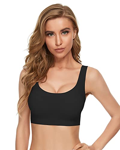 Chicprebra Comfort Bra Seamless Bras Wireless Bra for Women Full-Coverage Sport Daily Bra with Removable Pad - R-black - Large