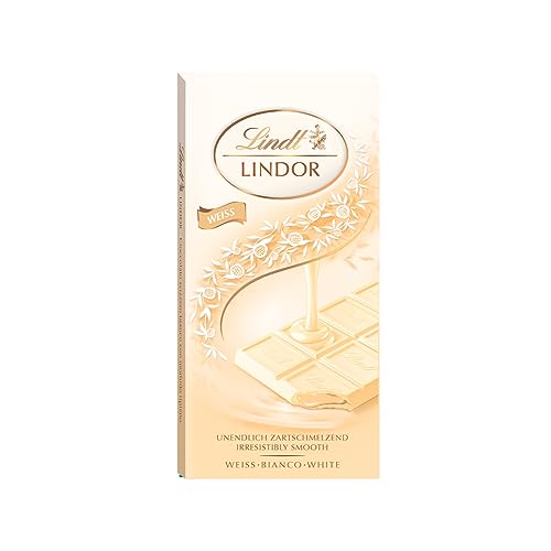 Lindt LINDOR White Chocolate Bar - 100 G - The Perfect Treat - Chocolate With A Smooth Melting Filling - White - Lindor Tablet