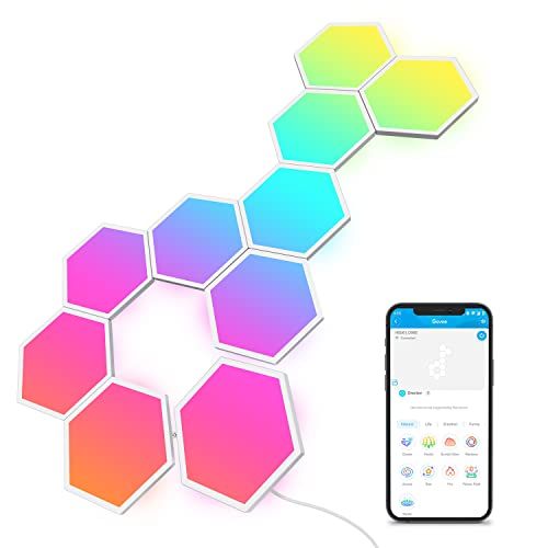 Govee Glide Hexa Light Panels, Smart Hexagon LED Wall Lights, Wi-Fi RGBIC Music Sync Lights Work with Alexa & Google Assistant for Living Room 10 Packs - 10 Count (Pack of 1)