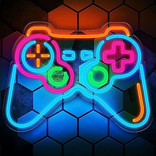 Eufrozy Dimmable Gaming Neon Sign, 38 * 28cm Premium Game LED Neon Light Decor Powered by USB with Switch, Colorful Gaming Wall Hanging Art for Kids Teens Boys Room Party Bar Club Decoration Gift - Game