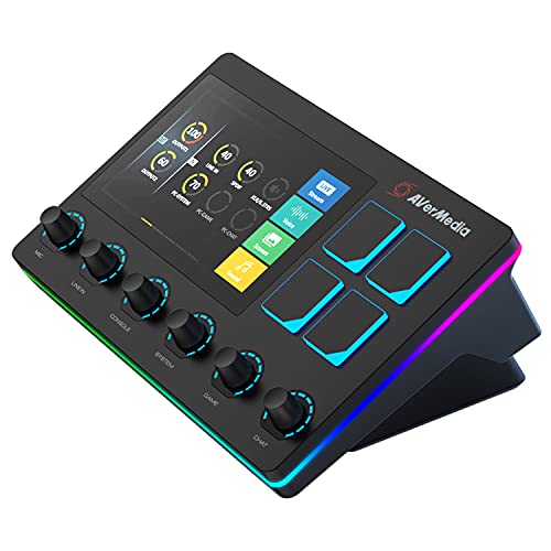 AVerMedia Live Streamer AX310 - Creator Control Centre, Six Track Audio Mixer with IPS Touch Panel, Trigger Actions on OBS, Streamlabs, Spotify, VTube - Single