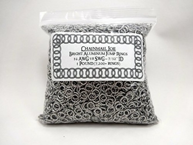 1 Pound Bright Aluminum Chainmail Jump Rings 18G 7/32" ID (7200+ Rings) - 18SWG 7/32" ID
