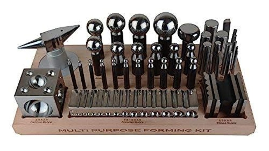 43-Piece Multi-Purpose Metal Forming Dapping Set w/Block, Anvil, & Swage Jewelry Making Repair Metal Forming Tool