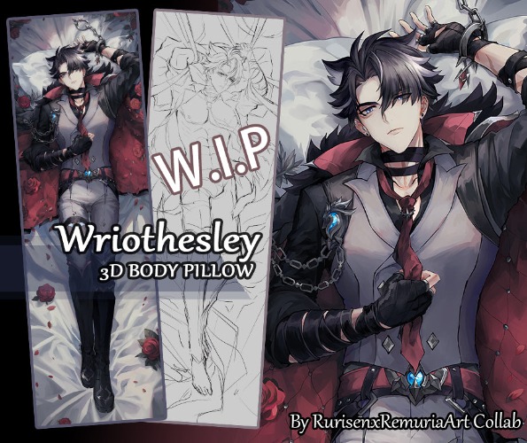 Wriothesley Pillow Skin (3D Chest Available) | 3D Chest 160x50cm / 2 way Upgrade / SFW