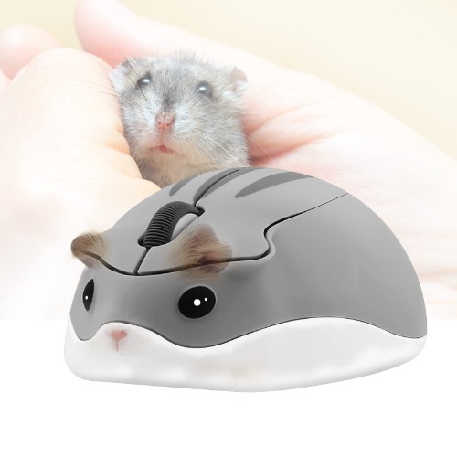 elec Space Wireless Mouse,Cute Mini Hamster Shape Optical Mouse,1200 DPI Noise Reduction Ultra Portable Travel Mouse,2.4 GHz with USB Unifying Receiver,for PC Mac Laptop Computer Kids Girl Gift(Gray)