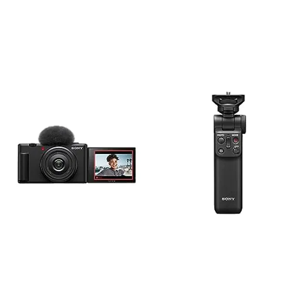 Sony Vlog camera ZV-1F | Digital Camera (Vari-angle Screen, 4K Video, slow motion, Vlog features) - Black + Sony GP-VPT2BT Handgrip (for Selfies and Vlogging, Can Also be Used As a Tripod) Black