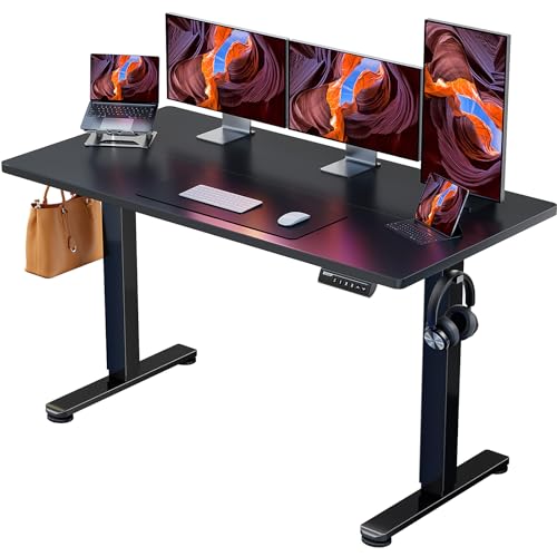 ErGear Height Adjustable Electric Standing Desk, 55 x 28 Inches Sit Stand up Desk, Memory Computer Home Office Desk (Black) - Black - 55*28 Inch