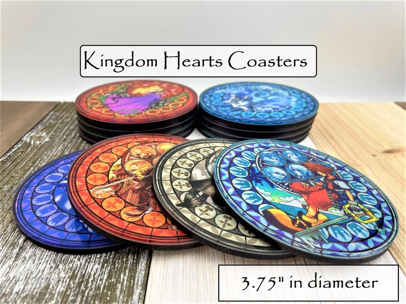 Kingdom Hearts Coasters  - Acrylic Coasters - Unique gift idea - Gamer Gifts - Glass Coasters - Kingdom Hearts 2 3 - Wayfinder - Roxas Sora