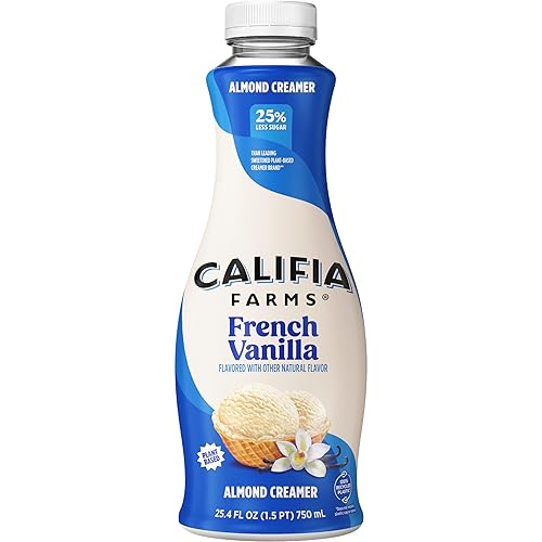 Califia Farms - French Vanilla Almond Milk Coffee Creamer, 25.4 Oz, Dairy Free, Plant Based, Vegan, Gluten Free, Non GMO