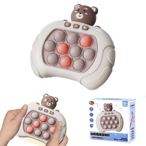 push pop pop it game pop fidget toy it game quick push game decompression breakthrough puzzle game console pop push it game controller bubble sensory fidget toy stress relief early educational toys sensory toys glow pattern anxiety autism squishy sensory toys decompression toys for kids and adults (Little Bear)