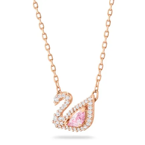 Swarovski Collar Swan Cisne, Rosa, Baño tono oro rosa