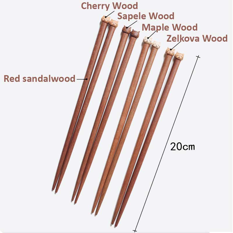 Handmade Cat Chopsticks for Cat Lovers - Cherry Wood