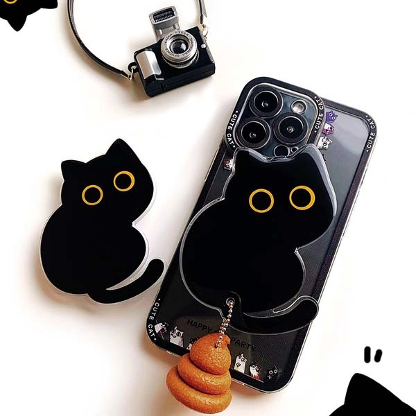 Black Cat Phone Grips Black Cat Owner Gifts Cute Phone Holders