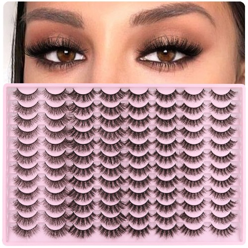 ALICE False Eyelashes Wholesale Fluttering Natural Lashes Mink Fluffy Cat Eye Strip Lashes 3D Curl Wispy Fake Lashes Pack 48 Pairs