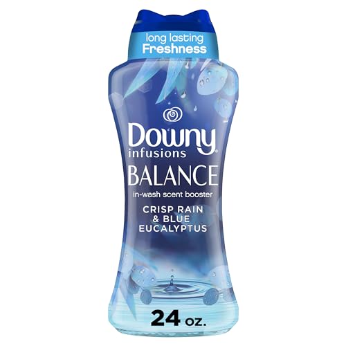 Downy Infusions In-Wash Laundry Scent Booster Beads, BALANCE, Crisp Rain and Blue Eucalyptus, 24 oz - 1.5 Pound (Pack of 1) - CRISP RAIN & BLUE EUCALYPTUS