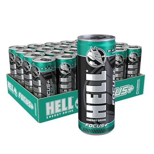 HELL FOCUS Energy Drink | 32 mg/100 ml Caffeine | Vitamins B3, B5, B6, B12 | No Preservatives | Environmentally Friendly Packaging | 24 x 250ml | Compatible with HELL Energy - FOCUS - 250ML
