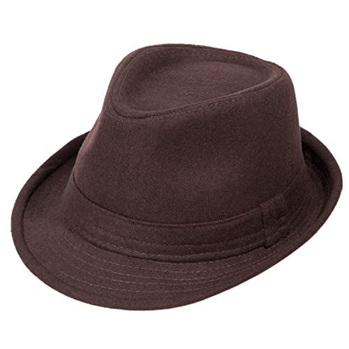 Simplicity Unisex Timelessly Classic Manhattan Fedora Hat - One Size - Brown