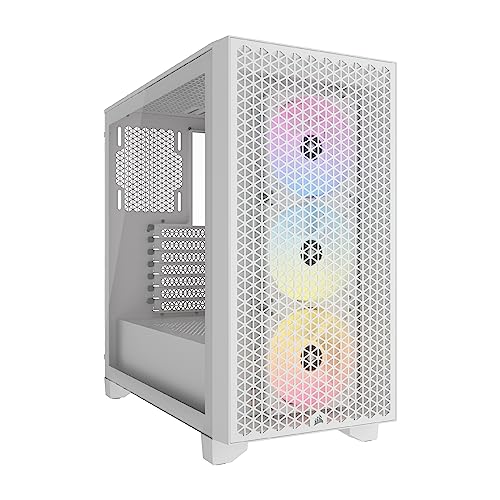 CORSAIR 3000D RGB AIRFLOW Mid-Tower PC Case – 3x AR120 RGB Fans – Three-Slot GPU Support – Fits up to 8x 120mm Fans – High-Airflow Design – White - 3000D RGB AIRFLOW - White