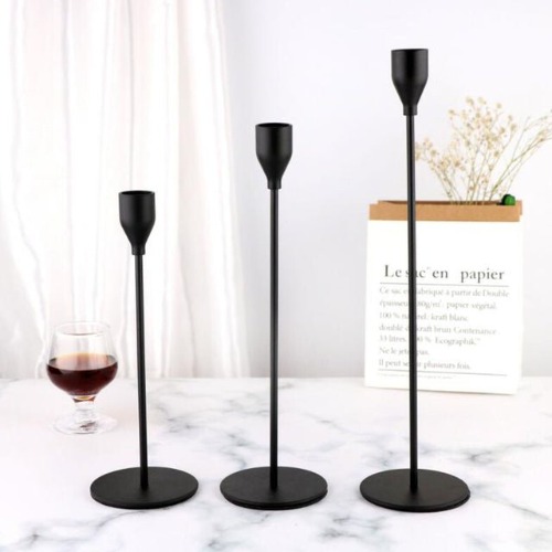 European Style Candle Holders (3Pk) - Black