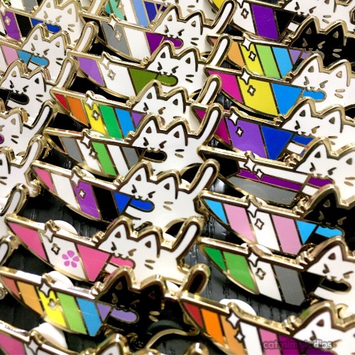 Pride Knife Cat Enamel Pins | Non-Binary