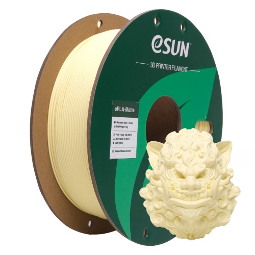 eSUN Aufgerüstet Matte PLA 3D Drucker Filament, Matte PLA Filament 1.75mm, Maßgenauigkeit +/- 0.05mm, 1kg Spule (2.2 LBS) 3D Druck Filament für 3D Drucker, Matte Mandel Gelb - F-matte Mandel Gelb Matte PLA - 1KG