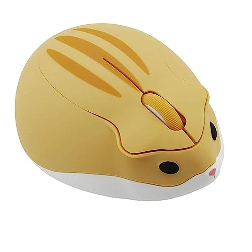 LIKE SHOW Wireless Mouse Cute Hamster Shaped Computer Mouse 1200DPI Less Noice Portable USB Mouse Cordless Mouse for PC Laptop Computer Notebook MacBook Kids Girl Gift(Yellow) - Yellow