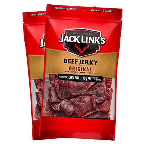 Jack Link's Beef Jerky, Original – Great Everyday Snack, 10g of Protein and 80 Calories, Made with 100% Beef – 96% Fat Free, No Added MSG** – 9 Oz. (Pack of 2) - Original