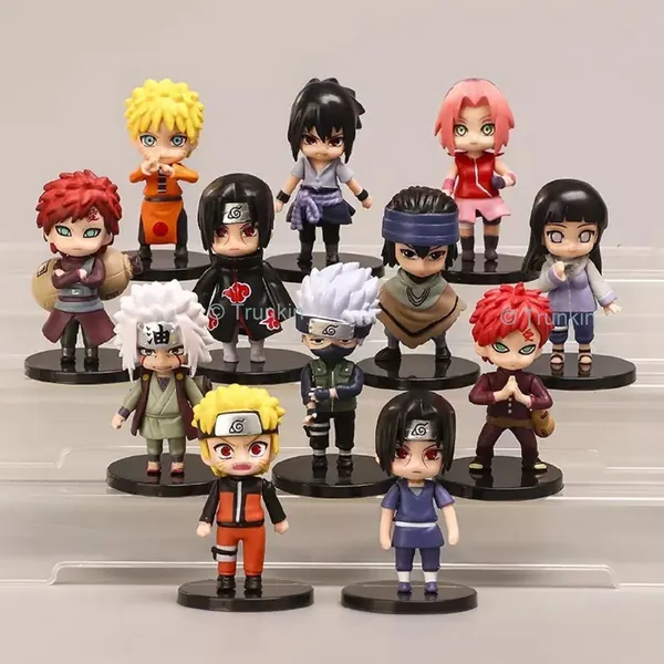 Trunkin Naruto Anime 12 Pcs Action Figure PVC Set Collectible Sasuke Itachi Jiraiya Hinata Kakashi Figurines Toy Set