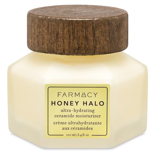 Farmacy Ceramide Face Moisturizer - Honey Halo Hydrating Facial Moisturizer for Dry Skin - Plumps, Soothes + Restores Skin with Potent Ceramides + Buckwheat Honey for a Dewy, Healthy Glow (100ml) - 3.4 Fl Oz (Pack of 1)