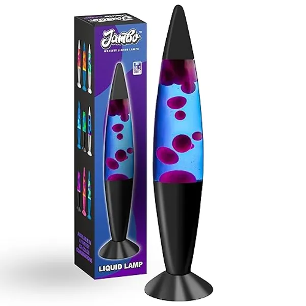 JAMBO 16" Beautiful Lamp- The Upgraded Motion Lamp- Blue with Purple Wax, Relaxing Liquid Lamp, Night Light Nightlight, Home Decor Living Room Office Bedroom Lamp for Adults Teens Kids Magma Lamp