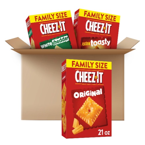 Cheez-It Baked Snack Cheese Crackers, 3 Flavor Variety Pack, White Cheddar (1 Box), Original (1 Box) and Extra Toasty (1 Box) - Variety Pack 3 Boxes (21 oz Box)