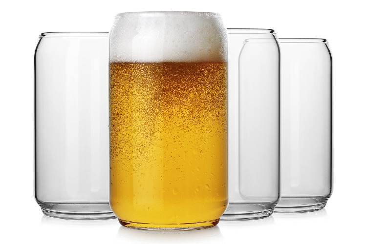 Large Beer glasses,20 oz Can Shaped Beer Glasses Set of 4,Elegant Shaped Drinking Glasses is Ideal Gift,Tumbler Beer Glasses Great for Any Drink and Any Occasion - 4 Count (Pack of 1)