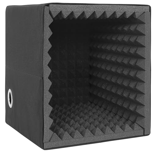 Portable Sound Recording Shield Box,Microphone Isolation Booth Box with Sound Absorbing Foam,Foldable,Stand Mountable,Suitable for studio, Blog, Vocal Use Large - Medium
