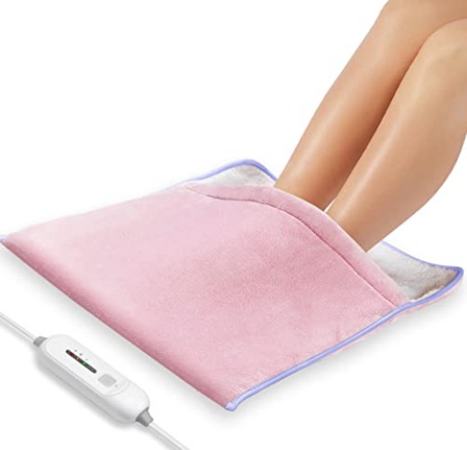 Foot Warmer Electric, Heating Pad King Size Ultra Soft Flannel, Extra Large for Bed, Abdomen, Feet, Back, Cramp, Office/Home Under Desk, 10ft Cord, Auto Off, 22" x 20" - Pink - Purple