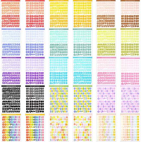 30 Sheets Colorful Alphabet Number Stickers Self Adhesive Letter Stickers DIY Number Letter Stickers Decorative Craft Scrapbook Stickers for Arts Cards Box Crafts Home Decors Supplies