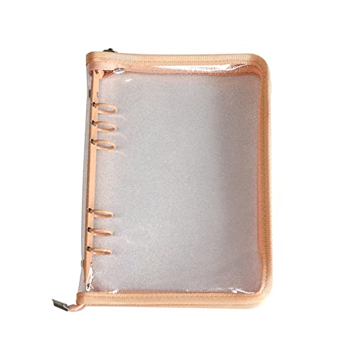 MultiBey A5 Binder Pocket PVC Cover Notebook Shell with Zipper, Waterproof Sparkling A5 6 Ring Loose Leaf Binder Wallet for Cash Budget System, Journaling, Planner (10'' x 7'', Orange) - Orange - 10'' x 7''