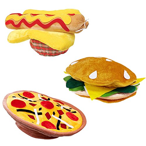 Funny Party Hats Food Hats - Pizza Hamburger Hot Dog Costume Party Dress Up - Chef Hat - Food Hats Assorted Pack