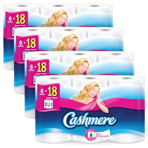 Cashmere Toilet Paper, Hypoallergenic and Septic Safe, 4 Packs of 6 Triple Rolls = 72 Single Rolls - 6 Count (Pack of 4)