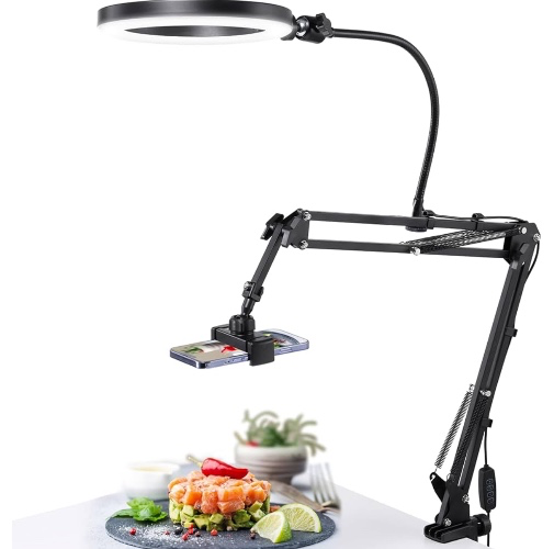 [Upgraded]ULANZI TH03 Phone Stand for Recording, Overhead Phone Mount with Ring Light, Adjustable Desk Arm Stand for iPhone, Desktop Stand for YouTube Starter Live Stream Cooking Painting Nail : Amazon.com.au: Electronics