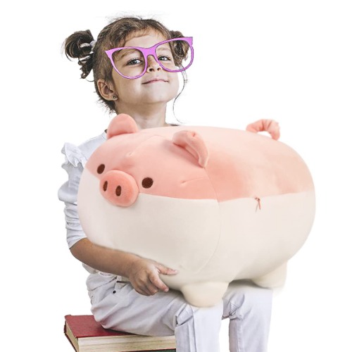 ARELUX 15.7" Stuffed Animal Pig Plush Pillow,Soft Piggy Anime Plushies Japanese Cuddle Pet Throw Pillow,Kawaii Plush Toy Gifts for Boys Girls Kids Birthday - Pigpink 15.7in