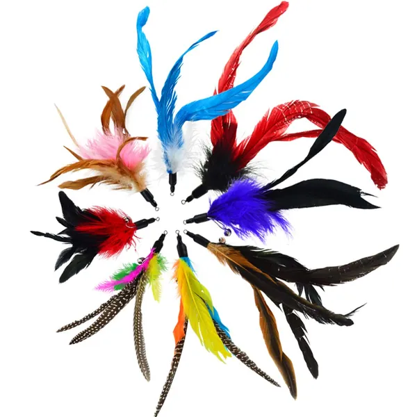 18pcs Cat Feather Super Refill Cat Toys Cat Teaser Feather Replacement Cat Catcher Toy and Soft Furry Attachments Random Color by Lee-buty - 