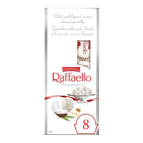 Raffaello Coconut Almond Specialty 8 Count Gift Bags, Individually Wrapped Candies for Stocking Stuffers, 80 Grams - 