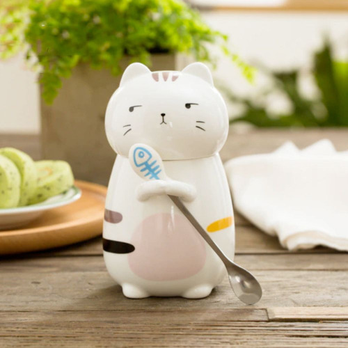 3D Cat Mug with Spoon Set - Pink