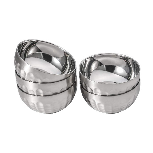 Senlyde 13oz Stainless Steel Bowls 18/8 Metal Double-walled Insulated Snack Ice Cream Rice Multipurpose and Easy To Clean Set of 5 - 13oz