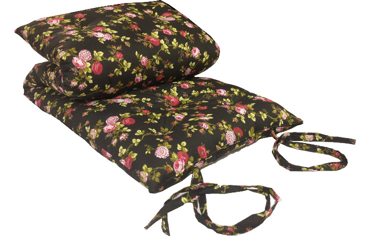 Twin Size Traditional Japanese Floor Futon Mattresses, Tatami Foldable Cushion Mats, Yoga, Meditaion 39" Wide X 80" Long (Red Rose Black) - Red Rose Black