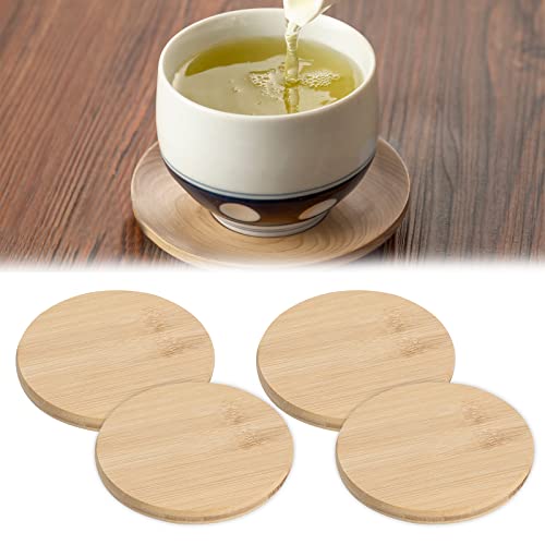 Posavasos de Bambú, Posavasos Redondos, 4 Piezas Posavasos para Tazas, Posavasos de Vidrio Redondos, Posavasos Madera, Posavasos de Corcho,Bambu Posavasos