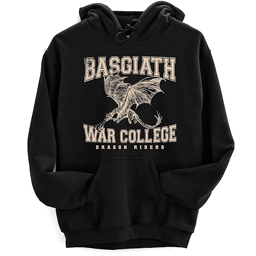 Basgiath War College Hoodie - Fourth Wing Dragon Rider Violet Sorrengail Hooded Sweatshirt - 5X-Large - Black